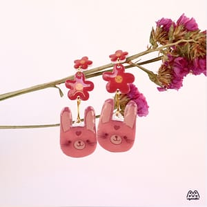 ARETES DE CONEJITO DOBLE FLOR